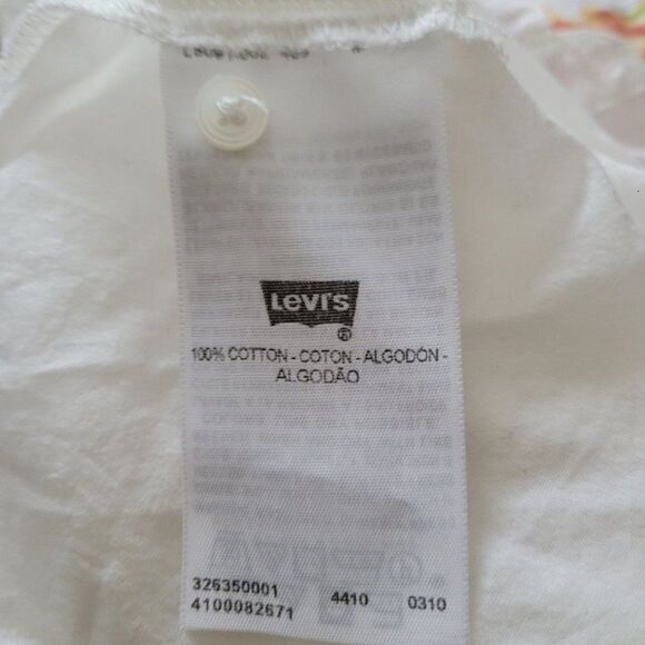 Levi's Top Womens M Cottage Core Country Pintuck Pleat Lace Button Up White - Picture 4 of 11